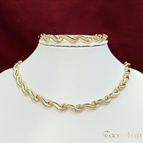 Goldfilled Antiallergén Nyaklánc 50cm / 6mm + Karkötő 17cm 14K szín