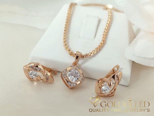 Goldfilled Necklace 45cm/2.5mm + Pendant + Earrings 18K