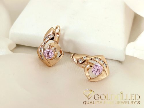 Goldfilled Antiallergenic Earring with Red Stone 17 mm 18K Color