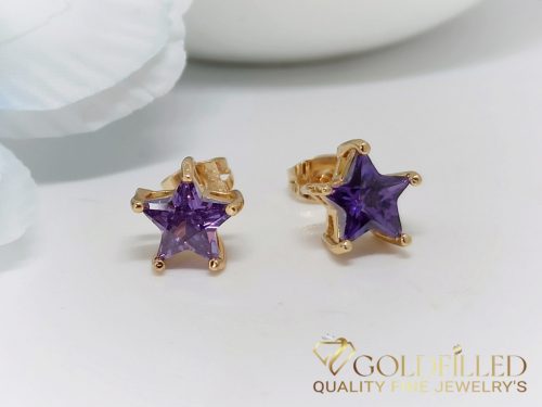 Goldfilled Antiallergenic Stud Earring with Purple Stone 9 mm 18K Color