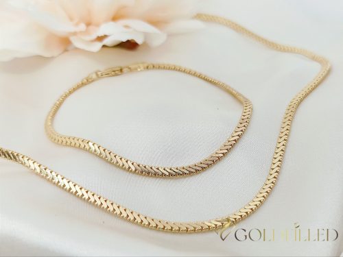 Goldfilled Antiallergenic Necklace 50cm/3mm + Bracelet 19cm 18K Color