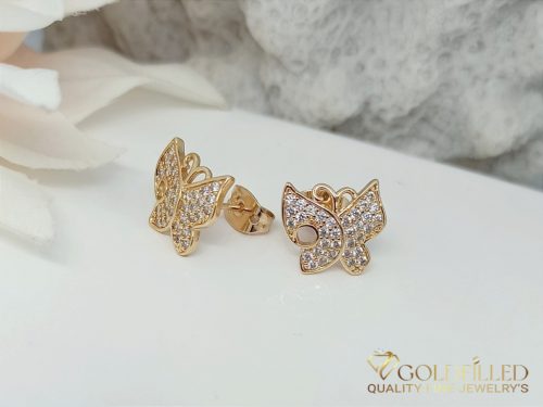 Goldfilled Antiallergenic Earring with White Stone 17 mm 18K Color