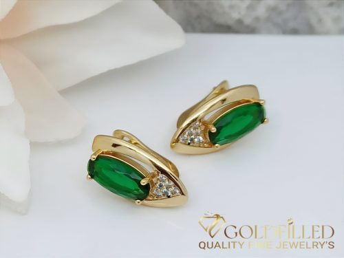 Goldfilled Antiallergenic Green Stone Earrings 17mm 18K color