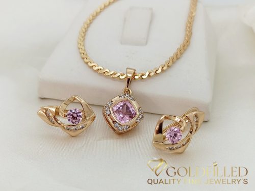 Goldfilled Necklace 45cm/2.5mm + Pendant + Earrings 18K