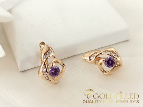 Goldfilled Antiallergenic Earring with Pink Stone 17 mm 18K Color