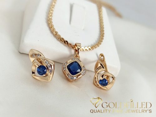 Goldfilled Necklace 45cm/2.5mm + Pendant + Earrings 18K