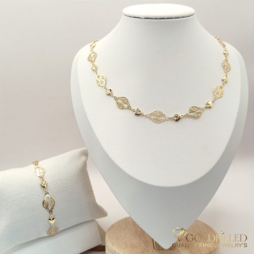 Goldfilled Antiallergenic Necklace 45cm / 5-10mm + Bracelet 18cm 14K Color